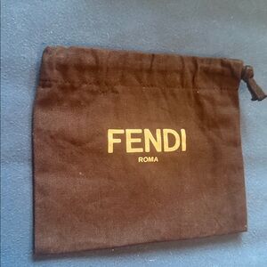 Fendi black and white drawstring  Pouch with Gold Logo